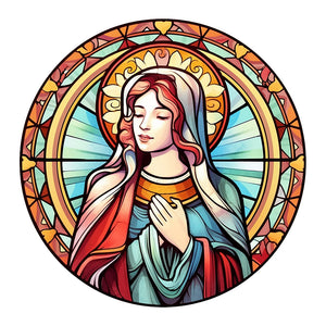 Stained Glass Jesus Virgin-Full Round Diamond Painting-30x30cm