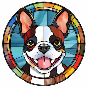 Stained Glass Dog-Full Round Diamond Painting-30x30cm