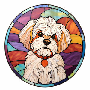 Stained Glass Dog-Full Round Diamond Painting-30x30cm