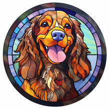 Load image into Gallery viewer, Stained Glass Dog-Full Round Diamond Painting-30x30cm
