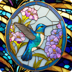 Stained Glass Hummingbird-Full Round Diamond Painting-30x30cm