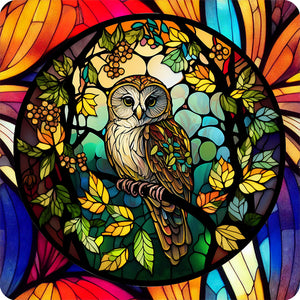 Stained Glass Owl-Full Round Diamond Painting-30x30cm