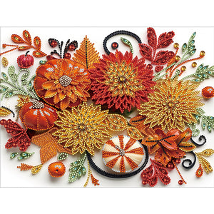 Autumn Pumpkin Quill Paper Painting-Partial Special Diamond Painting-40x30cm