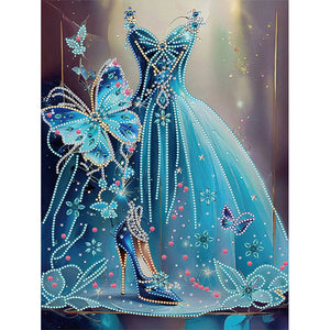 Blue Wedding Dress-Partial Special Diamond Painting-30x40cm