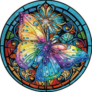 Stained Glass Butterfly-Partial Special Diamond Painting-30x30cm