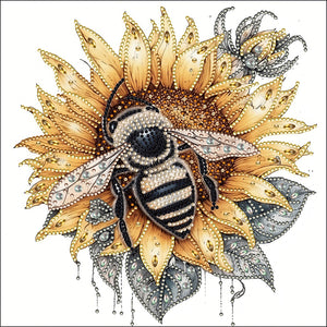 Sunflower Bee-Partial Special Diamond Painting-30x30cm