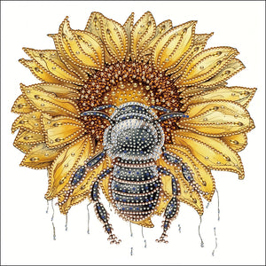 Sunflower Bee-Partial Special Diamond Painting-30x30cm