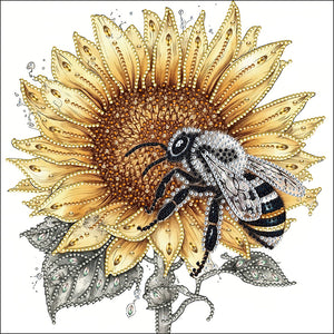 Sunflower Bee-Partial Special Diamond Painting-30x30cm