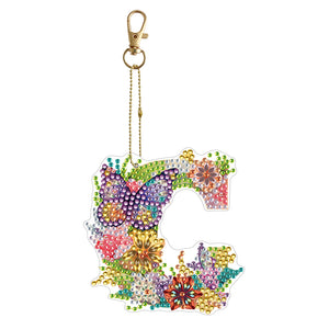 26 Alphabet Flowers-Double Sided Keychain