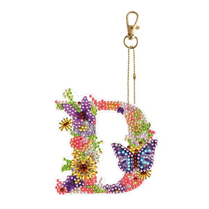 26 Alphabet Flowers-Double Sided Keychain