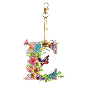 26 Alphabet Flowers-Double Sided Keychain