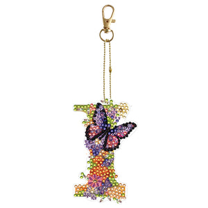 26 Alphabet Flowers-Double Sided Keychain