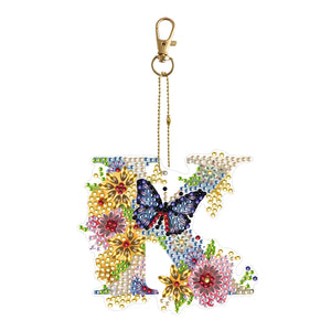 26 Alphabet Flowers-Double Sided Keychain