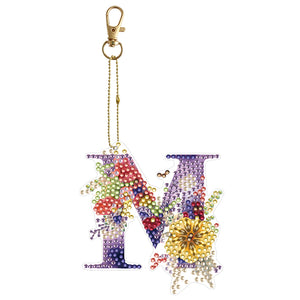 26 Alphabet Flowers-Double Sided Keychain