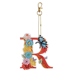 26 Alphabet Flowers-Double Sided Keychain