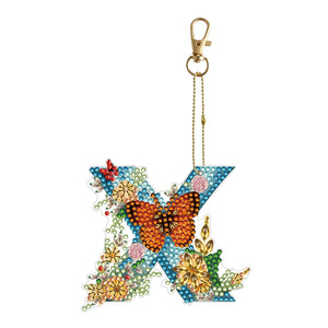 26 Alphabet Flowers-Double Sided Keychain