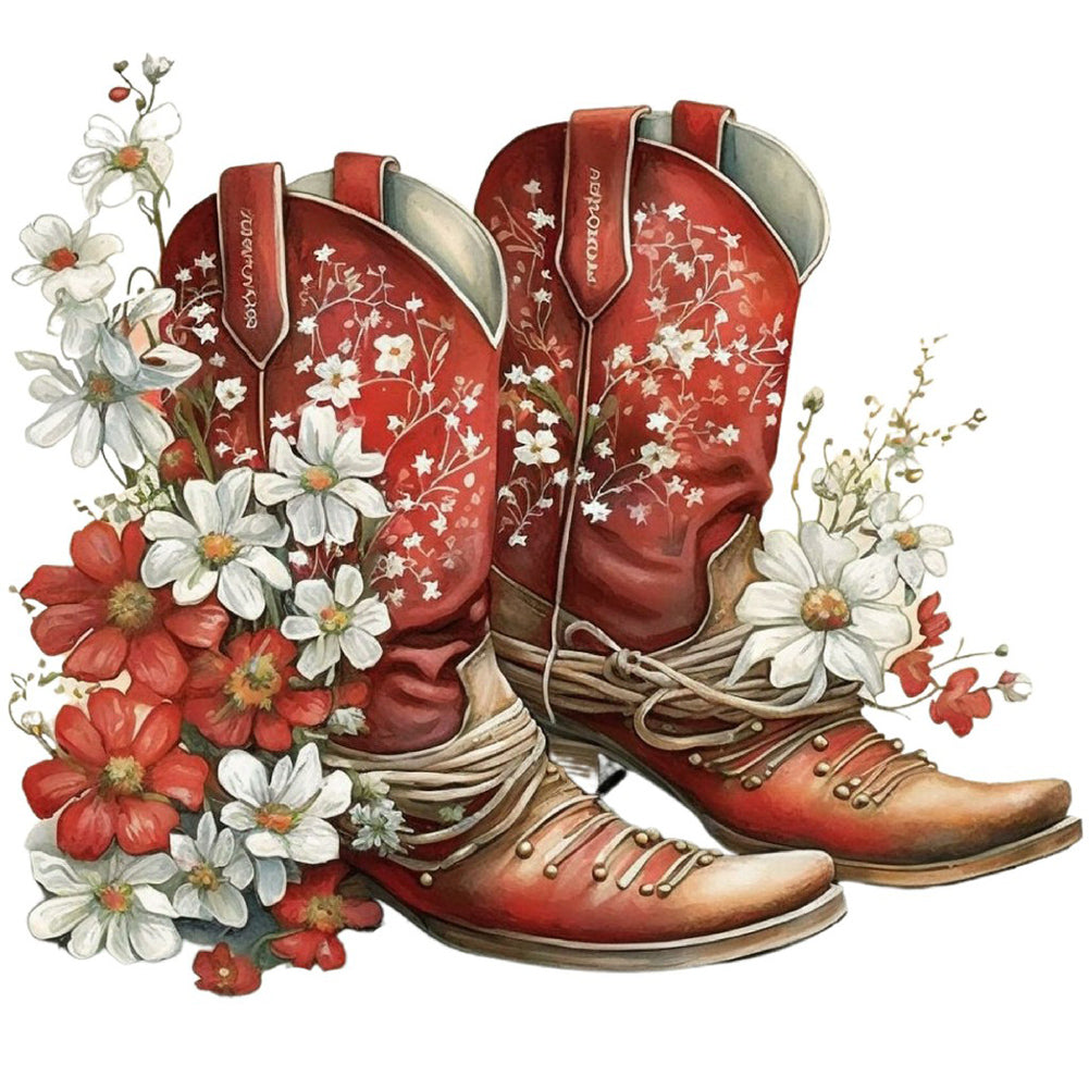 Western Cowboy Boot-Full Round Diamond Painting-30x30cm