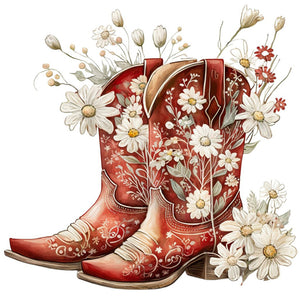 Western Cowboy Boot-Full Round Diamond Painting-30x30cm