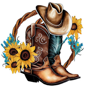 Western Cowboy Boot-Full Round Diamond Painting-30x30cm