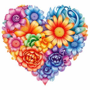 Heart Flower-Full Round Diamond Painting-30x30cm