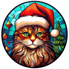 Load image into Gallery viewer, Stained Glass Christmas-Full Round Diamond Painting-30x30cm
