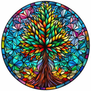 Stained Glass Christmas-Full Round Diamond Painting-30x30cm