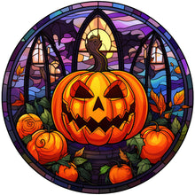 Load image into Gallery viewer, Stained Glass Halloween-Full Round Diamond Painting-30x30cm
