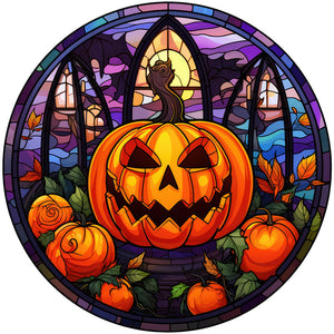 Stained Glass Halloween-Full Round Diamond Painting-30x30cm