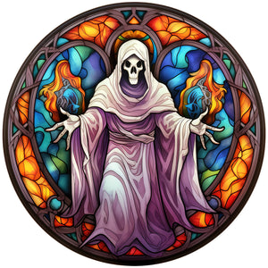 Stained Glass Halloween-Full Round Diamond Painting-30x30cm