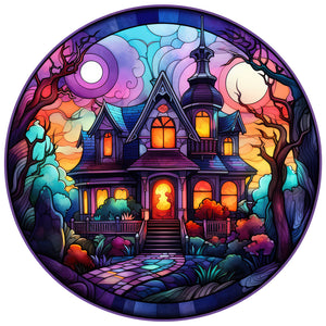 Stained Glass Halloween-Full Round Diamond Painting-30x30cm