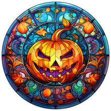 Load image into Gallery viewer, Stained Glass Halloween-Full Round Diamond Painting-30x30cm
