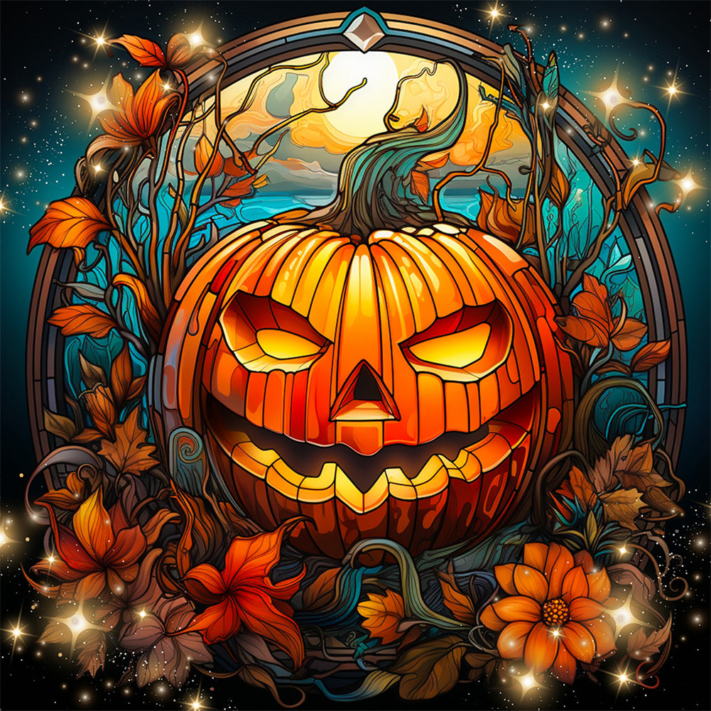 Halloween Pumpkin-Full Round Diamond Painting-30x30cm