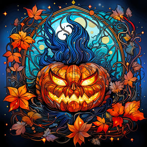 Halloween Pumpkin-Full Round Diamond Painting-30x30cm