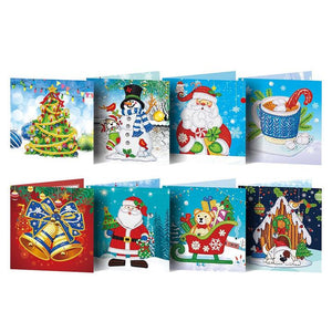 8PCS/SET 3D CHRISTMAS GREETING CARDS DIAMOND PAINTING