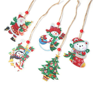 5pcs/set Double Sided Christmas DIY Diamond Painting  Hanging Pendant Trees Decoration