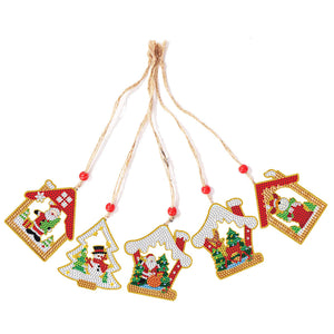 5pcs/set Double Sided Christmas DIY Diamond Painting  Hanging Pendant Trees Decoration