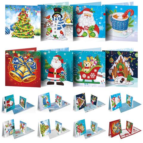 8PCS/SET 3D CHRISTMAS GREETING CARDS DIAMOND PAINTING