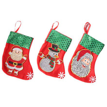 Load image into Gallery viewer, DIY Diamond Painting-3pcs Christmas stocking pendants
