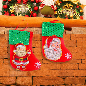 DIY Diamond Painting-3pcs Christmas stocking pendants