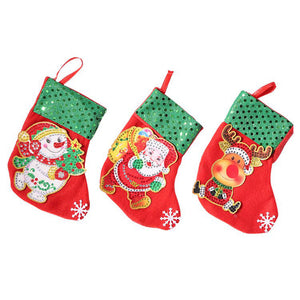 DIY Diamond Painting-3pcs Christmas stocking pendants