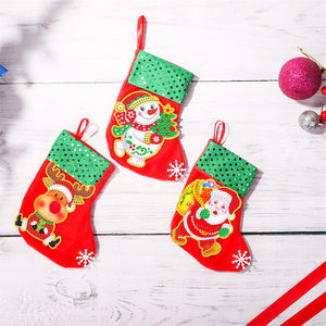 DIY Diamond Painting-3pcs Christmas stocking pendants