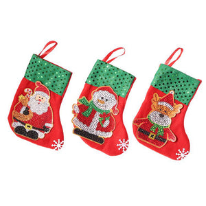 DIY Diamond Painting-3pcs Christmas stocking pendants