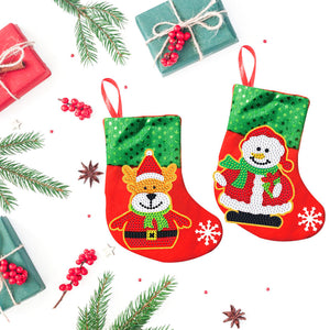 DIY Diamond Painting-3pcs Christmas stocking pendants