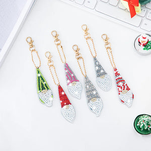 5Pcs Christmas Wreath Double Sided Diamond Painting Keychain