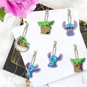 6pcs Cartoon Double-sided Keychain