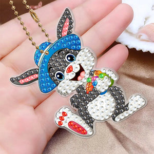 5pcs Easter Rabbit Double-Sided Drill Keychains