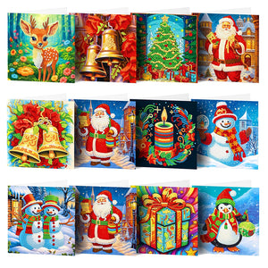 8/12pcs/set-Christmas-Diamond Greeting Cards