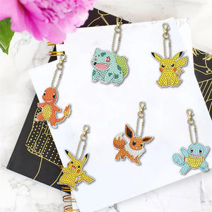 6pcs Cartoon Double-sided Keychain